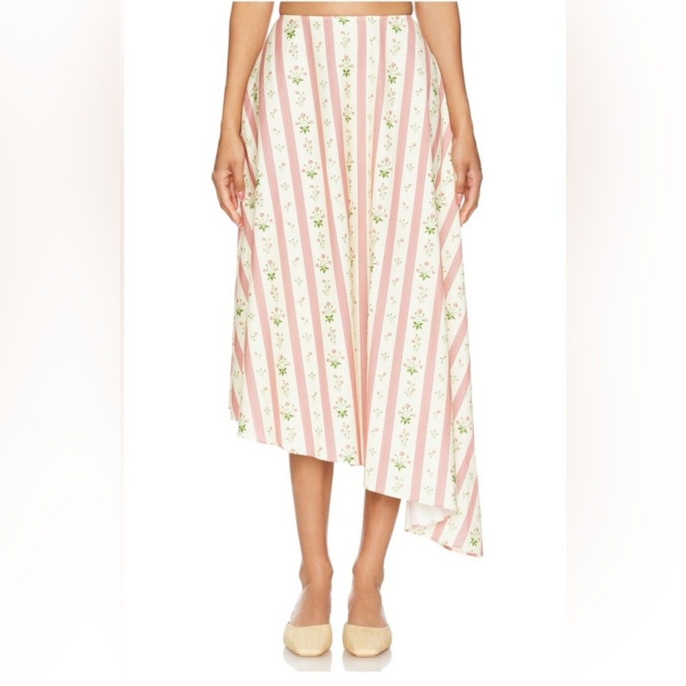 Anthropology WeWoreWhat Asymmetrical Floral Midi Skirt  Size 4 Color Lemon - Picture 8 of 13